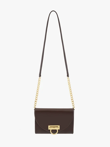 Brown clutch bag with a chain
