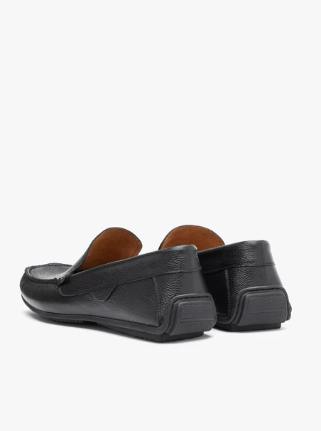 Black grain leather moccasins