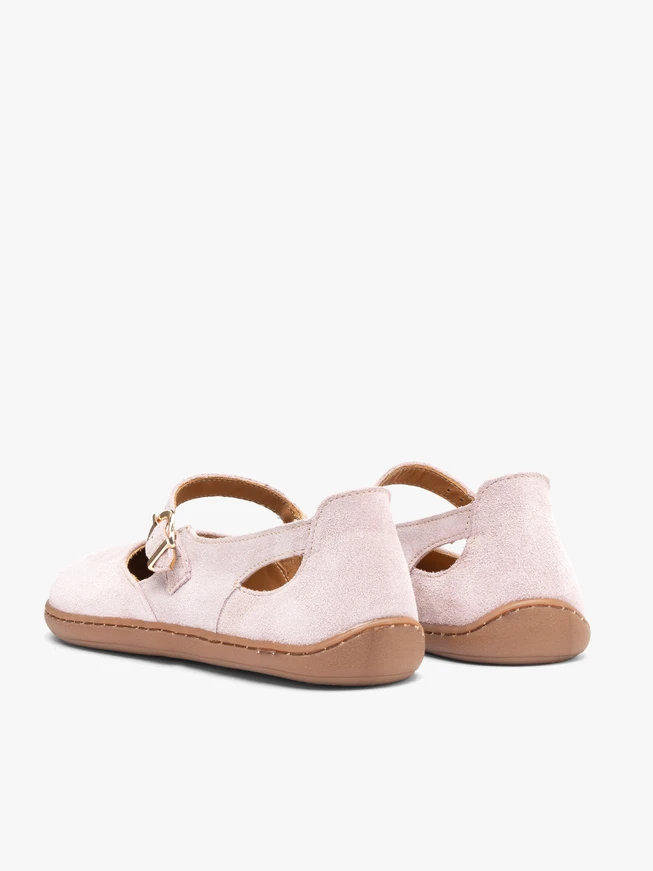 Rosa Barfuß-Ballerinas aus Veloursleder