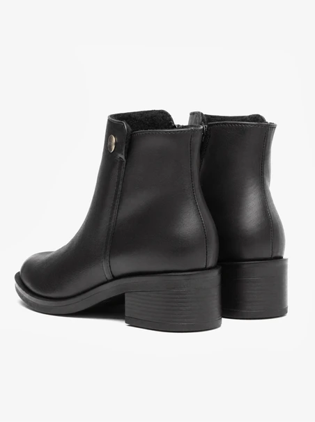 Black leather ankle boots with heels