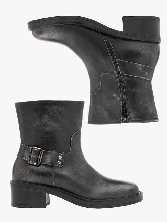 Schwarz-graue Biker-Stiefeletten