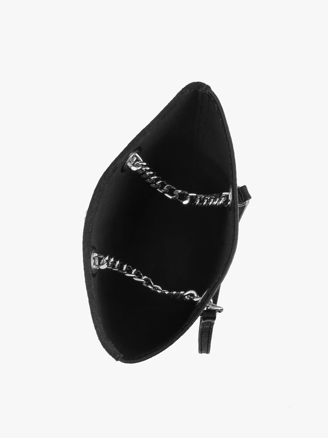 Schwarze Lederhandtasche mit Kette