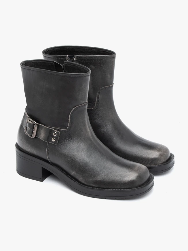 Schwarz-graue Biker-Stiefeletten