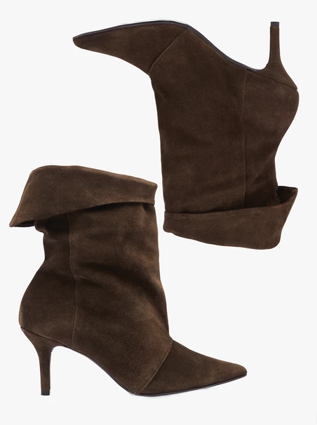 Braune Stiletto-Stiefel mit Manschetten