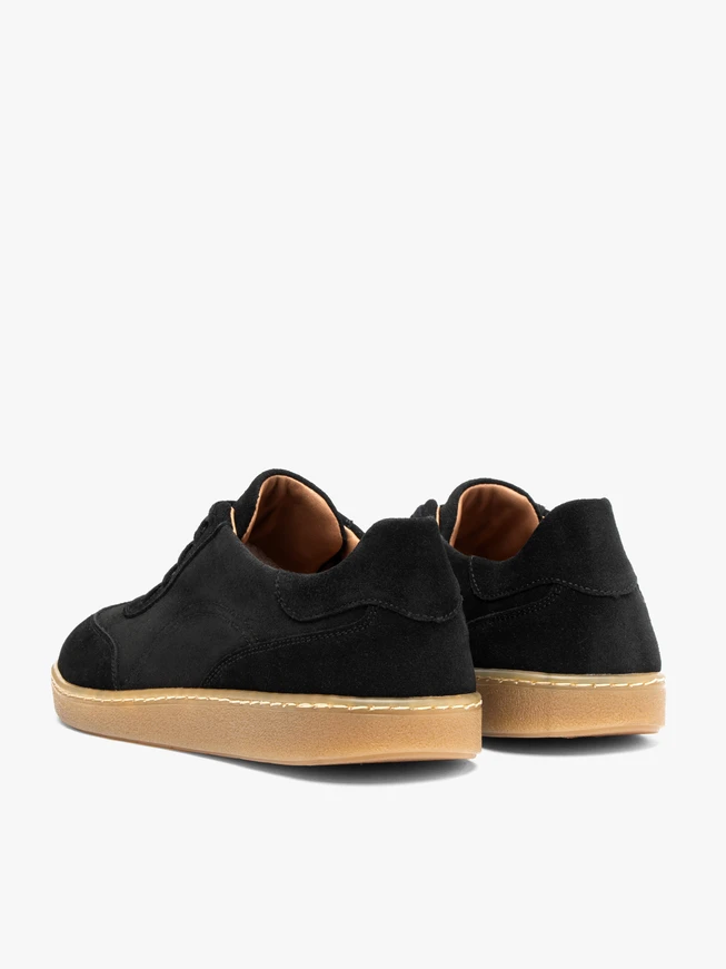 Schwarze Barfuß-Halbschuhe aus Veloursleder
