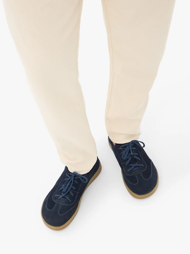 Marineblaue Barfußschuhe aus Veloursleder