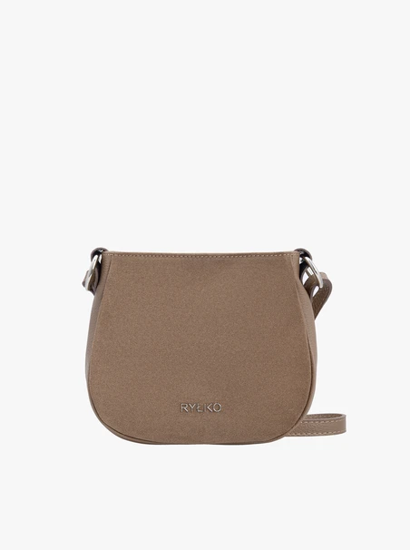Dark beige leather and velour handbag