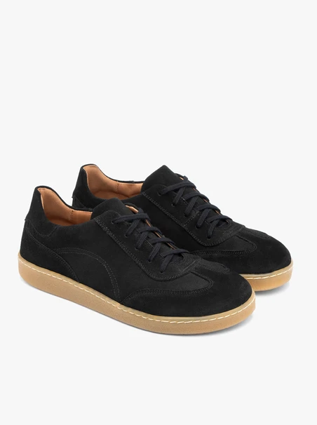 Schwarze Barfuß-Halbschuhe aus Veloursleder