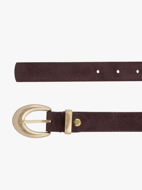 Burgundy suede leather belt