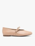 Beige Riemchen-Ballerinas
