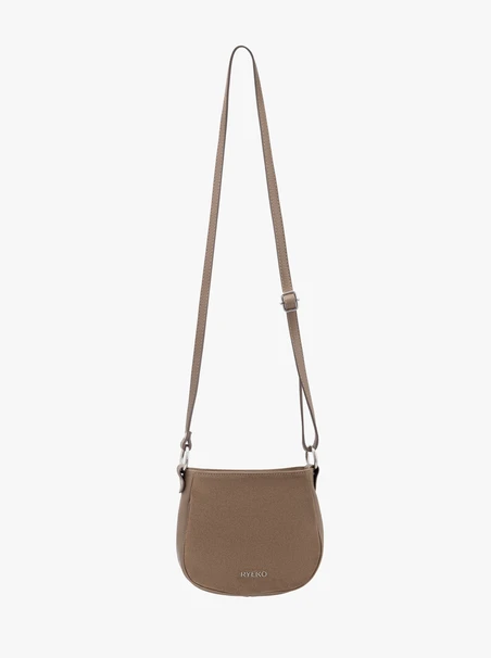 Dark beige leather and velour handbag