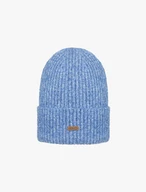 Blue hat with wool accents