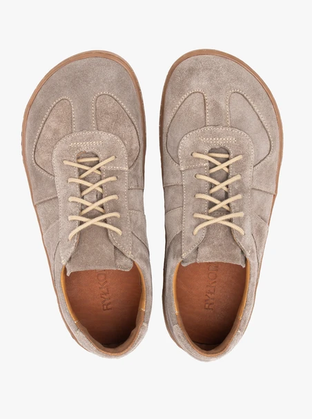 Barfuß Halbschuhe aus grauem Veloursleder