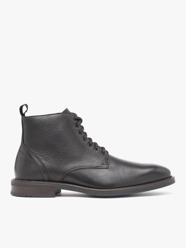 Dark brown full grain leather boots