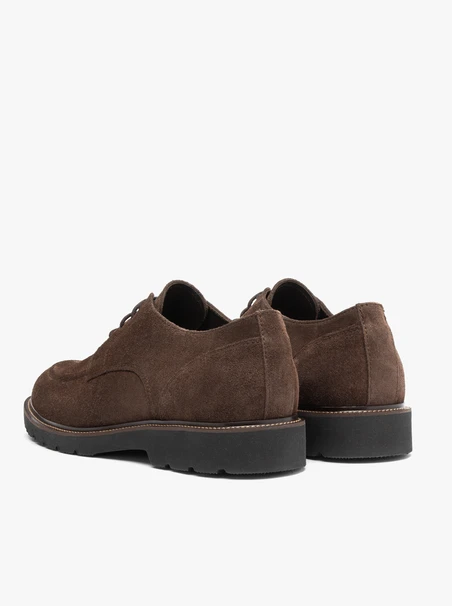 Dark brown velour leather half shoes