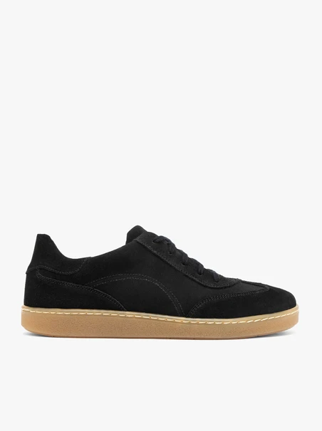 Schwarze Barfuß-Halbschuhe aus Veloursleder