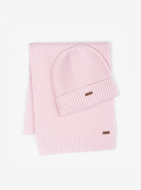 Light pink hat and scarf set