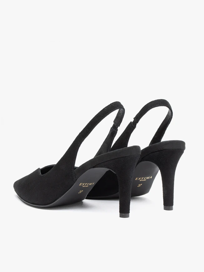 Czarne czółenka slingback na szpilce