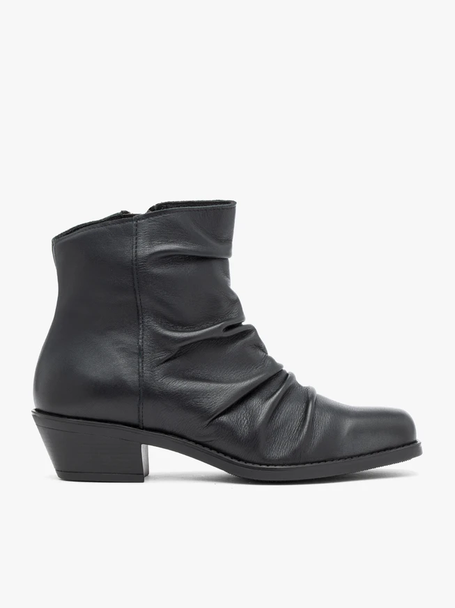 <p>Black crinkled ankle boots</p>
