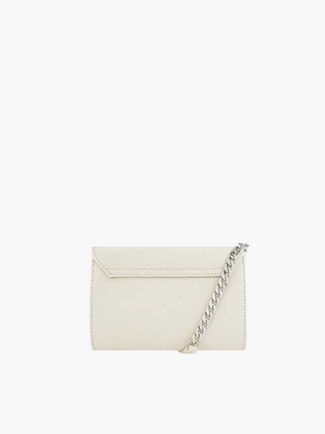 Cream leather clutch bag with chain