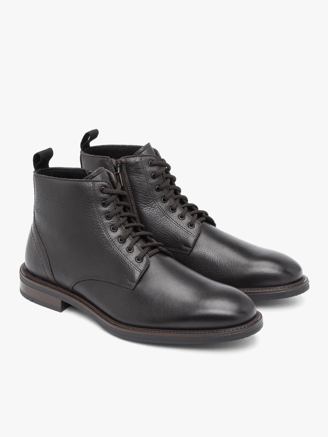 Dark brown full grain leather boots