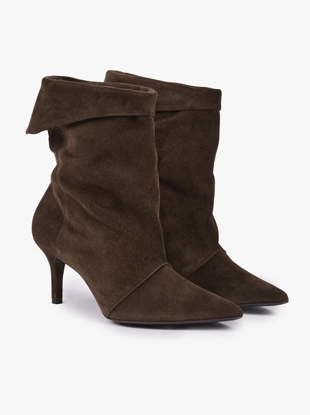 Braune Stiletto-Stiefel mit Manschetten