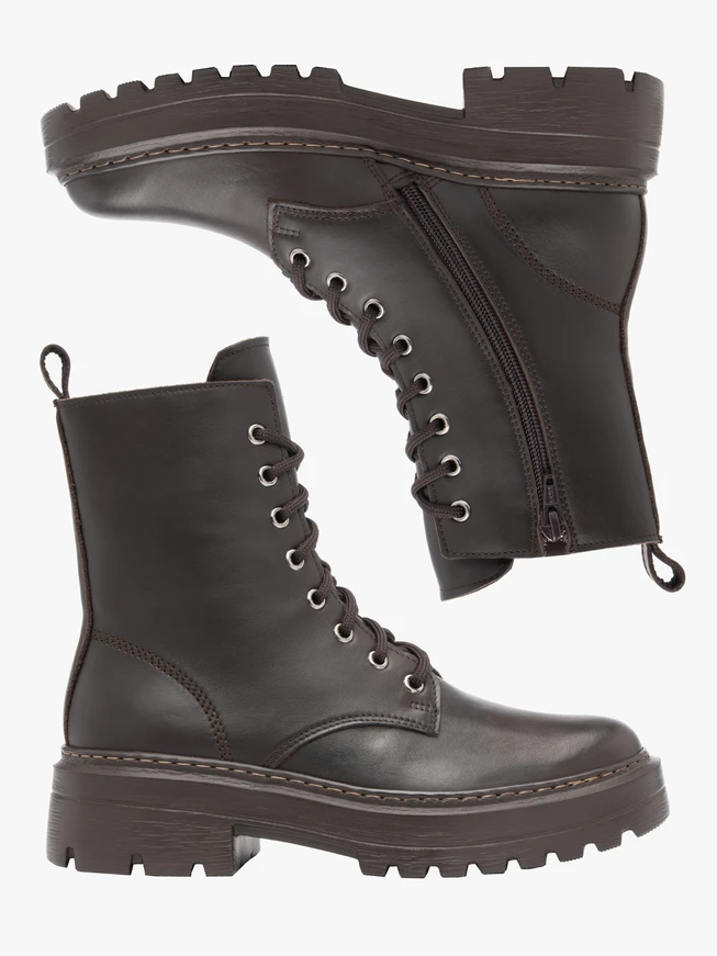 Dark brown full-grain leather hiking boots