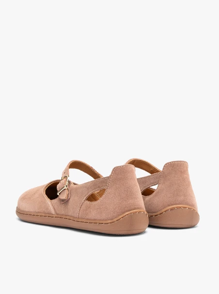 Lachsfarbene Barfuß-Ballerinas aus Veloursleder