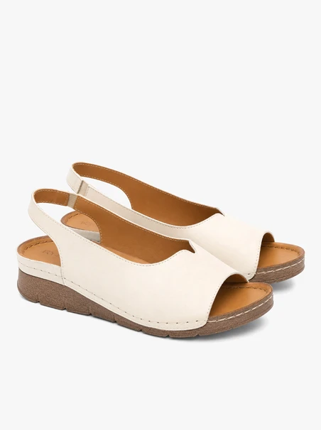 Cream-colored full-grain leather sandals