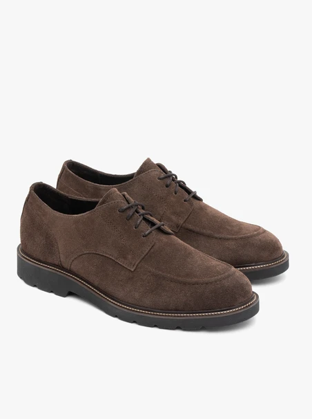 Dark brown velour leather half shoes