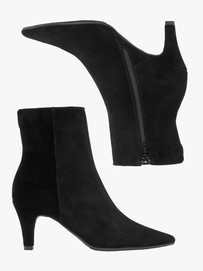 Schwarze hohe Stiefeletten mit Stilettoabsatz