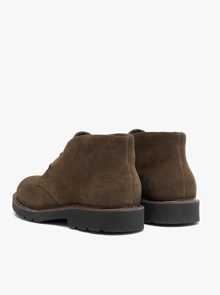Olive velour leather boots