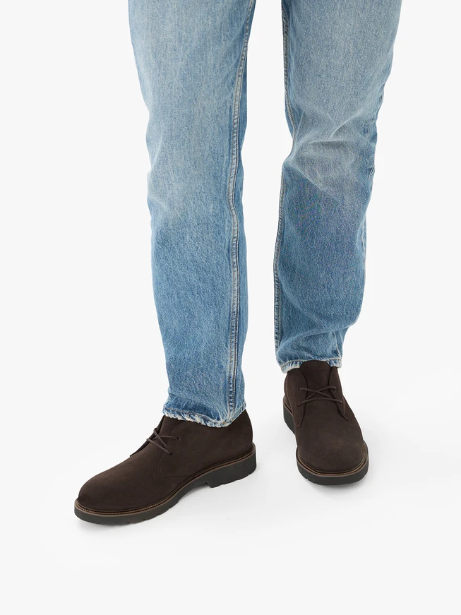 Dark brown velour leather boots