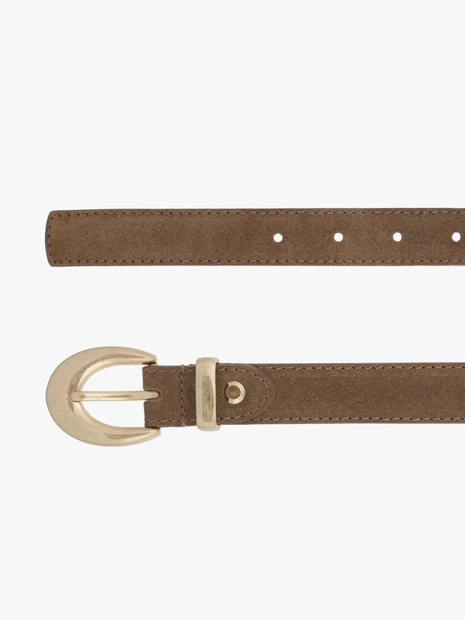 Dark beige suede leather belt