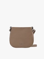 Dark beige leather and velour handbag