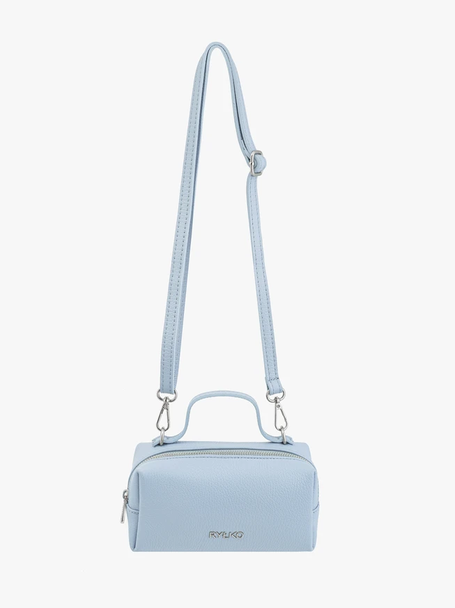 Kleine blaue Lederhandtasche