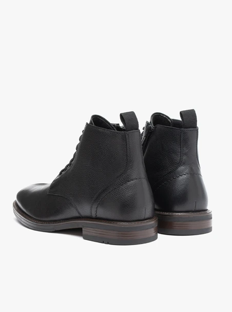 Black grain leather boots