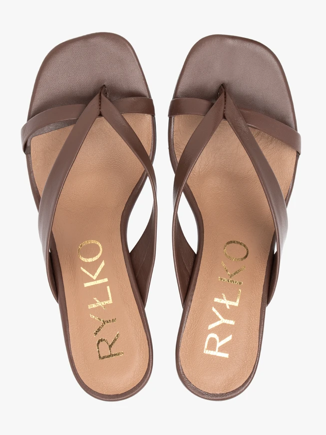 Dunkelbraune Flip Flops mit Absatz