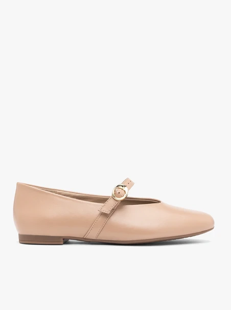 Beige Riemchen-Ballerinas