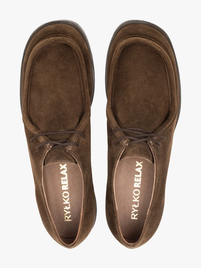 Brown velour leather half shoes