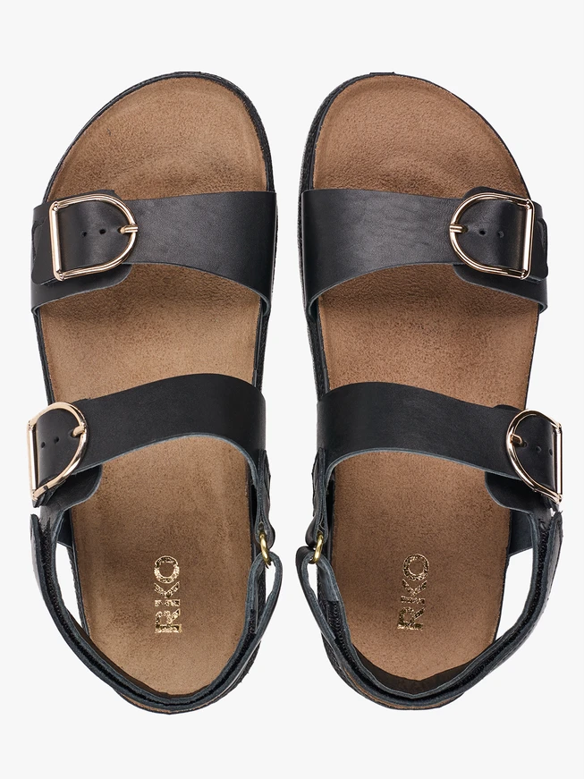 Schwarze Sandalen aus genarbtem Leder