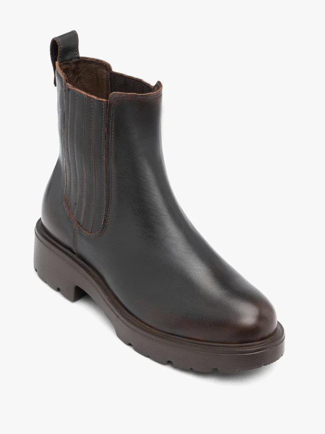 Brown full grain leather slippers