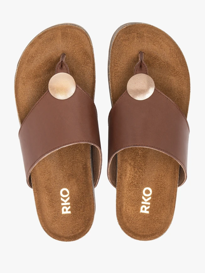 Braune Leder-Flip-Flops