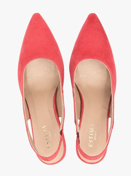 Czerwone czółenka bez pięty slingback