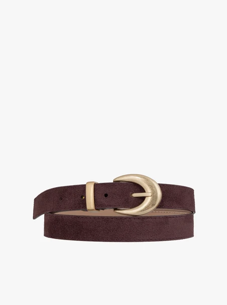 Burgundy suede leather belt