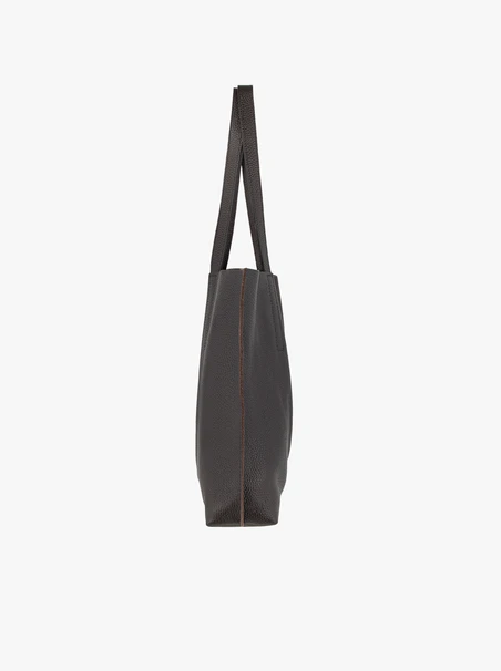 Dunkelbraune Leder-Shopper-Tasche