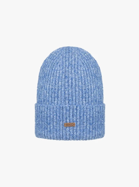 Blue hat with wool accents