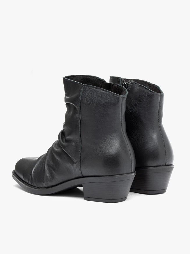 <p>Black crinkled ankle boots</p>