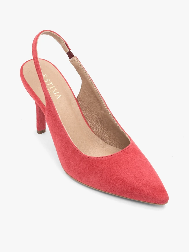 Rote Slingback-Pumps ohne Absatz