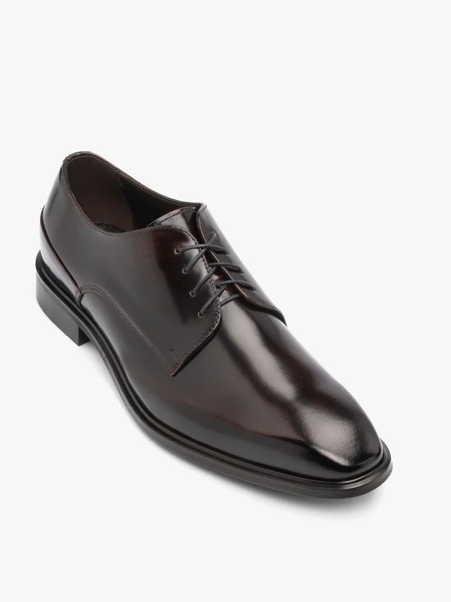 Dunkelbraune formelle Halbschuhe aus Lackleder
